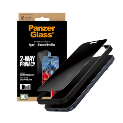 PanzerGlass Γυαλί προστασίας Fullcover Privacy Ultra-Wide Fit w. EasyAligner Case Friendly 0.3MM για Apple iPhone 17 Pro 6.3 5G 2025 - PG-PG25586